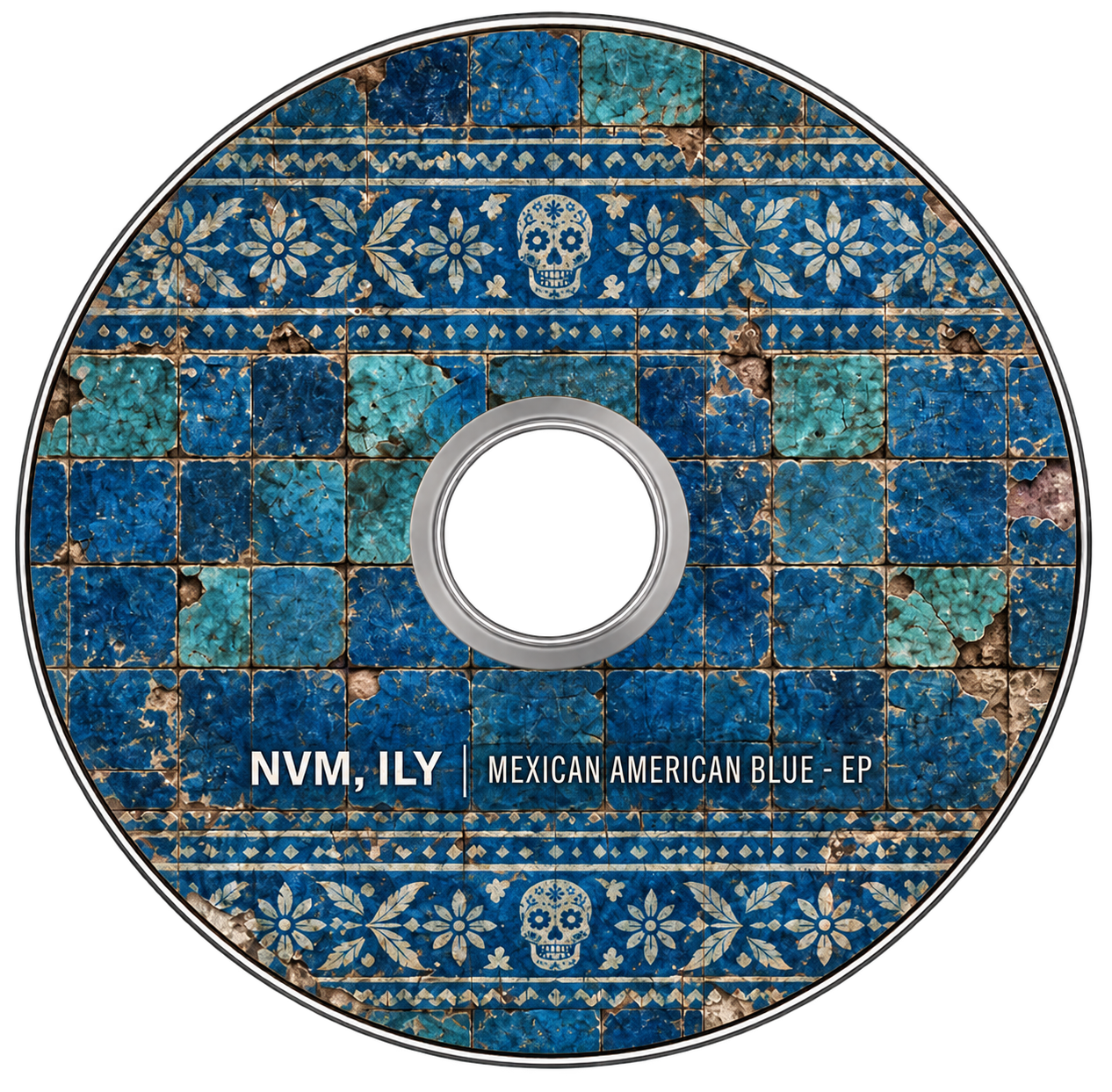 Mexican American Blue EP disc with blue Mexican tile artwork